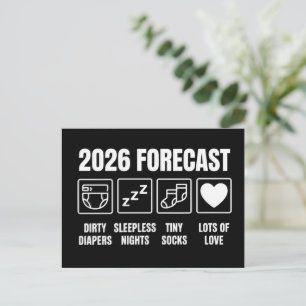 Bebis på väg 2026 Förutsägelse Bebis firande Rolig Meddelande Vykort