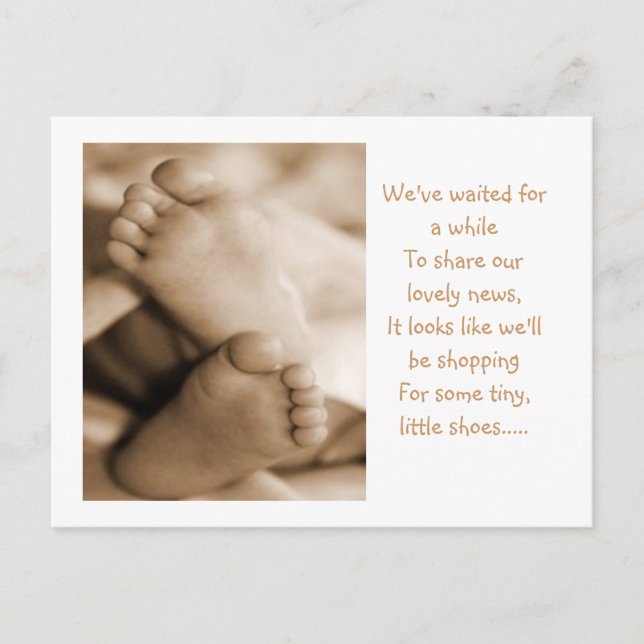 Bebis tillkännagivande meddelande vykort (Framsida)