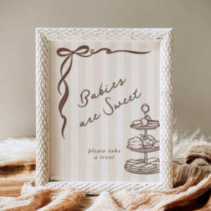 Bebisar är söta Bebe Kaffe Brun Slöja Handritad Poster