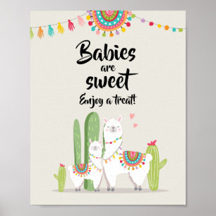 Bebisar är söta Fiesta Lama Barnkal Sign Poster