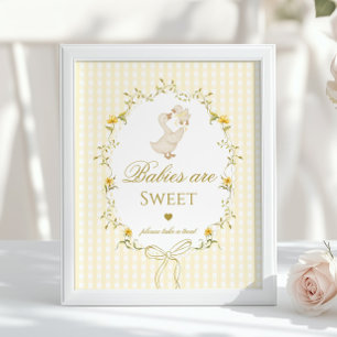 Bebisar är söta Silly Goose gula gingham Poster