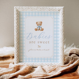 Bebisar är söta teddybjörn Blå gingham Poster