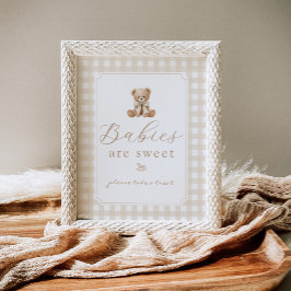 Bebisar är söta teddybjörn neutrala gingham poster