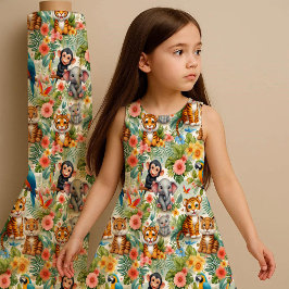 Bebisar djurliv Tropisk barnkammare tygtryck Tyg