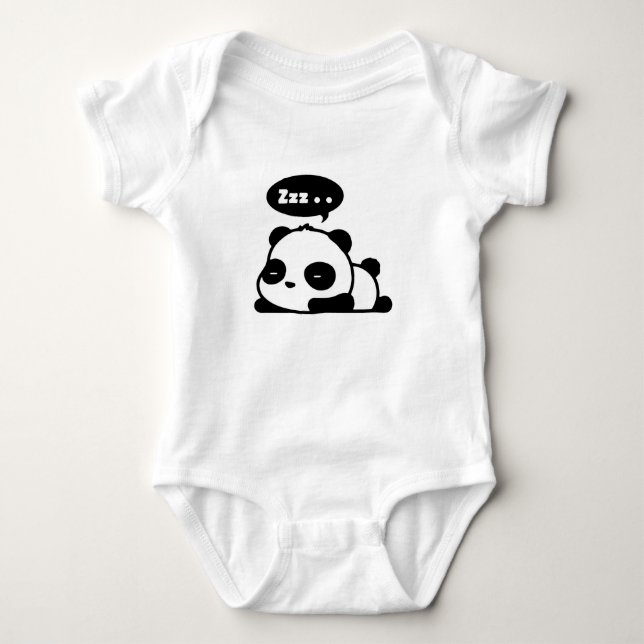 bebisbodysuit med en gullig sömnig panda tee (Framsida)