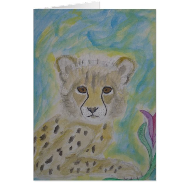 bebischeetah och blomma hälsningskort (Framsidan)