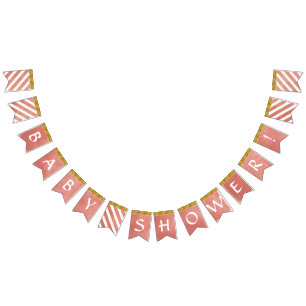 Bebischuwer Party Decor Coral Faux Guld Glitter Vimplar