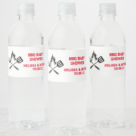 Bebisdusch för BBQ Baby Shower par Vattenflaskor Etikett