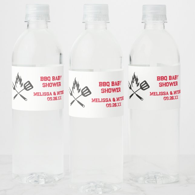 Bebisdusch för BBQ Baby Shower par Vattenflaskor Etikett (Skapare uppladdad)