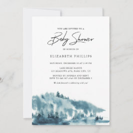 Bebisdusch för blåfärgad skog, vinterfärgad blåsko inbjudningar