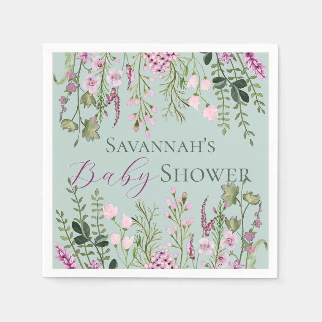 Bebisdusch för Blommigt för vattenfärg Fintvätt av Pappersservett (Framsidan)