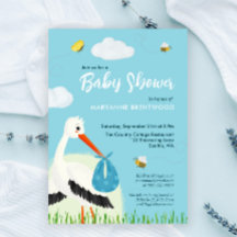 Bebisdusch för Cute Blue Stork