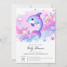 Bebisdusch för Cute Dreamy Dolphin Baby Shower