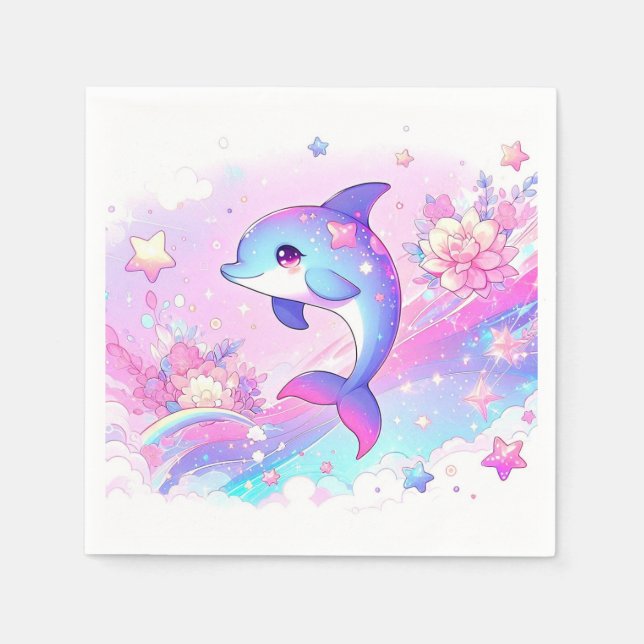 Bebisdusch för Cute Dreamy Dolphin Baby Shower Pappersservett (Framsidan)