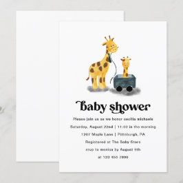 Bebisdusch för Cute Giraffe-illustration Inbjudningar