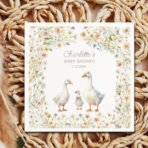 Bebisdusch för Cute Goose Wildblomma Pappersservett