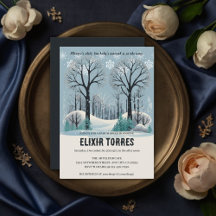 Bebisdusch för Dreamy Winter Forest Snöflingor