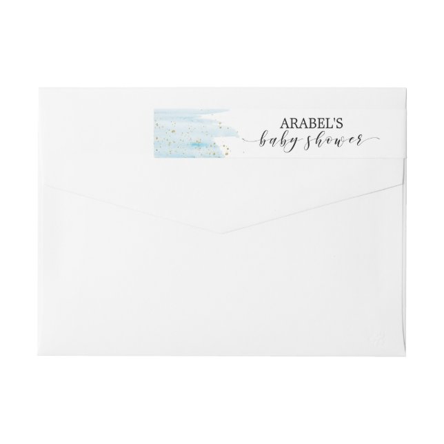 Bebisdusch för Gnistra med vattenfärg Blue och Gul Etikettband (Baksidan)