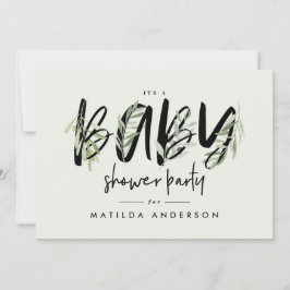 Bebisdusch för gren-olivoljans vattenfärg party meddelande