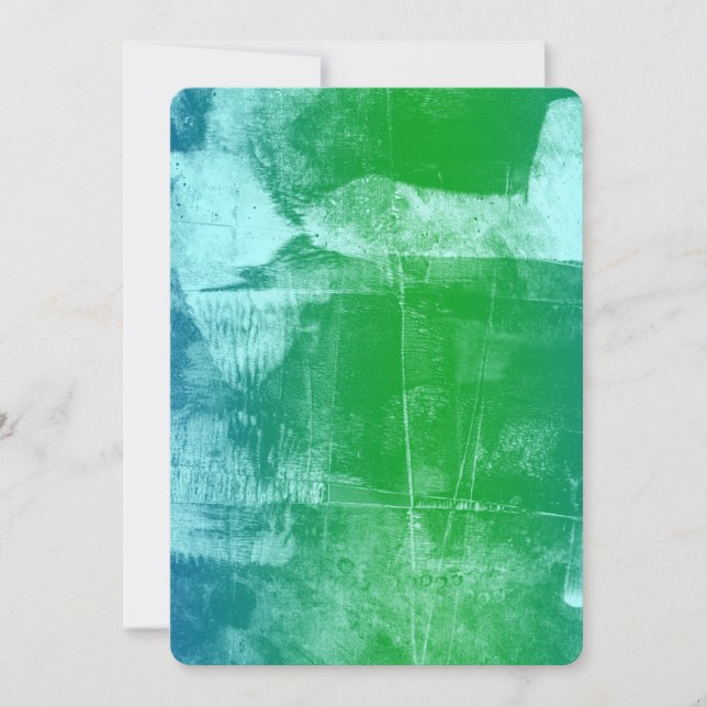Bebisdusch för havets Himmel Blue Grönt Abstrakt   Inbjudningar (Framsida)