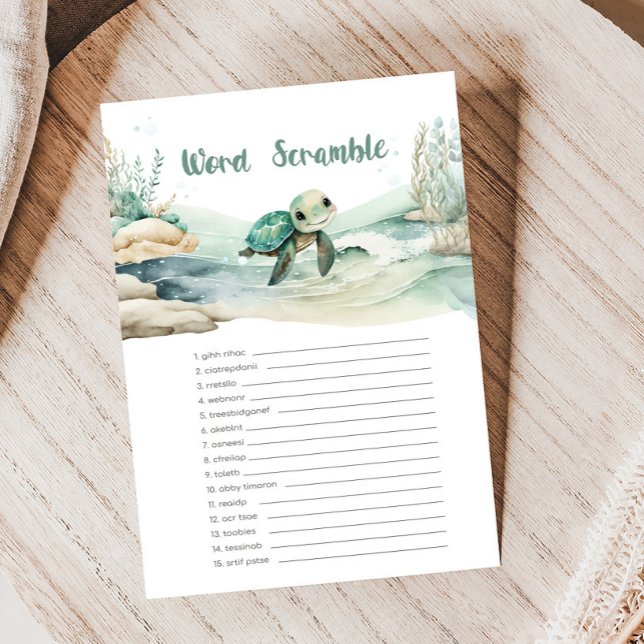 Bebisdusch för havsköldpaddor, Ord-skam (Sea Turtle Baby Shower Game)