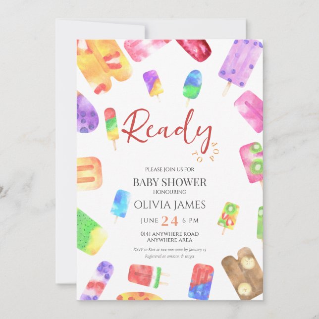 Bebisdusch för isglass tema inbjudningar (Framsida)