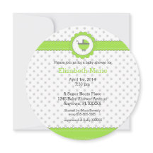 Bebisdusch för kalkgrönt och Grått Polka dots