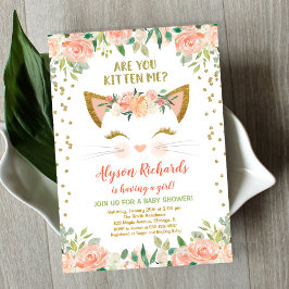 Bebisdusch för kattunge Kitten Peach-gräddbarn Inbjudningar