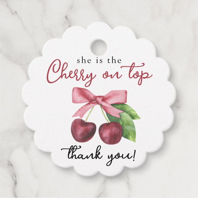 Bebisdusch för körsbärsbåge - Tack Gåvor Etiketter (Framsida)