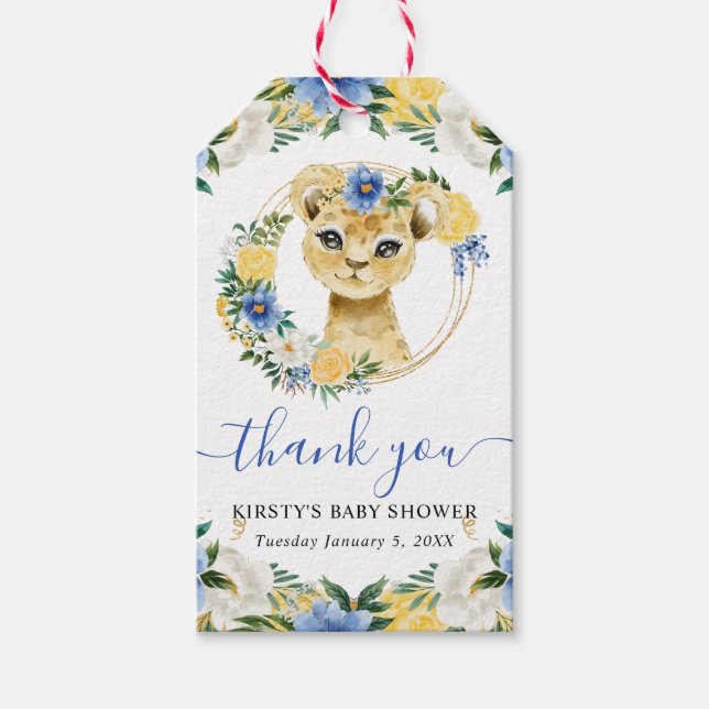 Bebisdusch för Lejon Blommigt för vattenfärgning a Presentetikett (Framsidan)