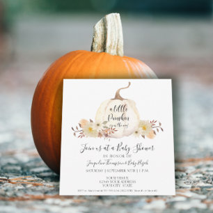 Bebisdusch för Löv med liten pumpkin Blommigt Inbjudningar