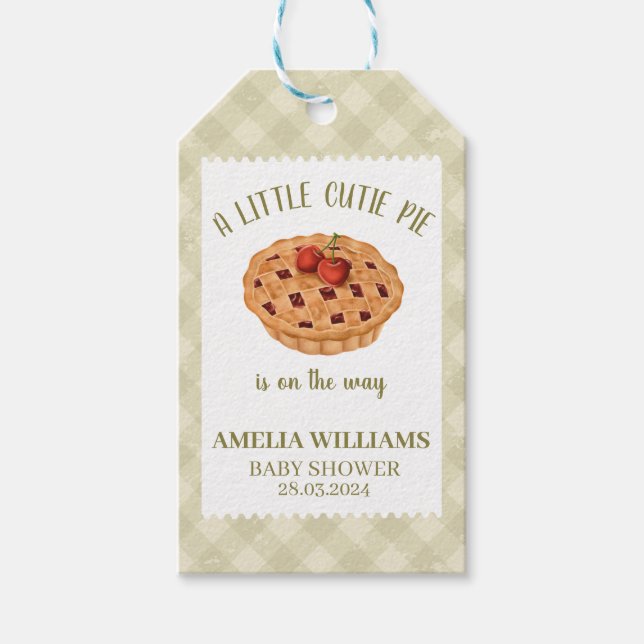 Bebisdusch för Paj med vattenfärg Cutie-blomma Presentetikett (Framsidan)