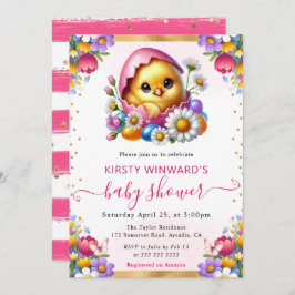 Bebisdusch för Påsk Chick Vår blommor Inbjudningar