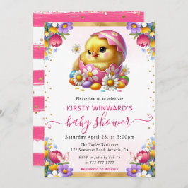 Bebisdusch för Påsk Chick Vår blommor Inbjudningar