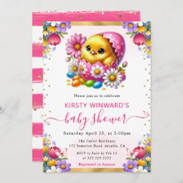 Bebisdusch för Påsk Chick Vår blommor Inbjudningar