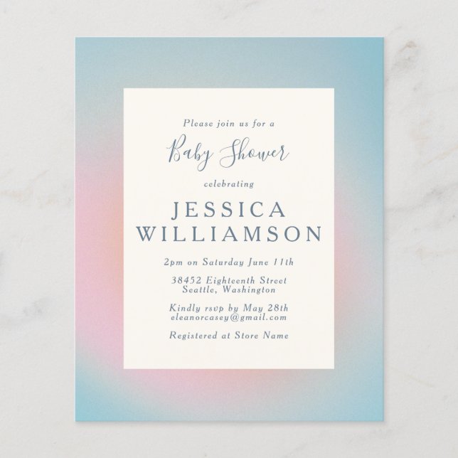 Bebisdusch för pastel Blue Rosa Gradient Baby Show (Framsida)