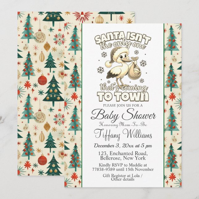 Bebisdusch för skadlig avisering vid vinterstork inbjudningar (Fram/baksida)