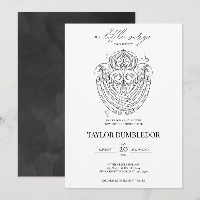 Bebisdusch för Stjärntecknet våg Zodiac Inbjudningar (Fram/baksida)