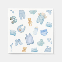 Bebisdusch för Tvätt Blue Greenery Baby Shower Pappersservett