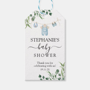 Bebisdusch för Tvätt Blue Greenery Baby Shower Presentetikett