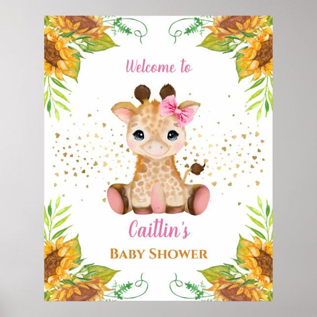 Bebisdusch för vattenfärg Baby Giraffe Poster (Framsidan)