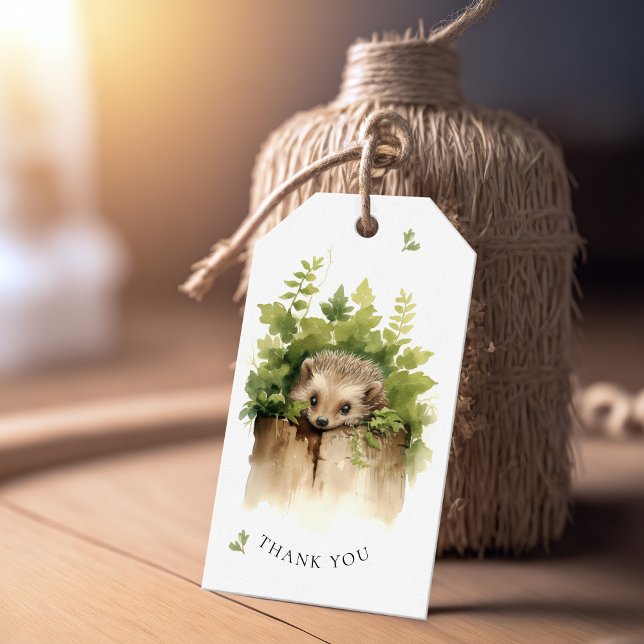 Bebisdusch för vattenfärg Baby Hedgehog Presentetikett (Skapare uppladdad)