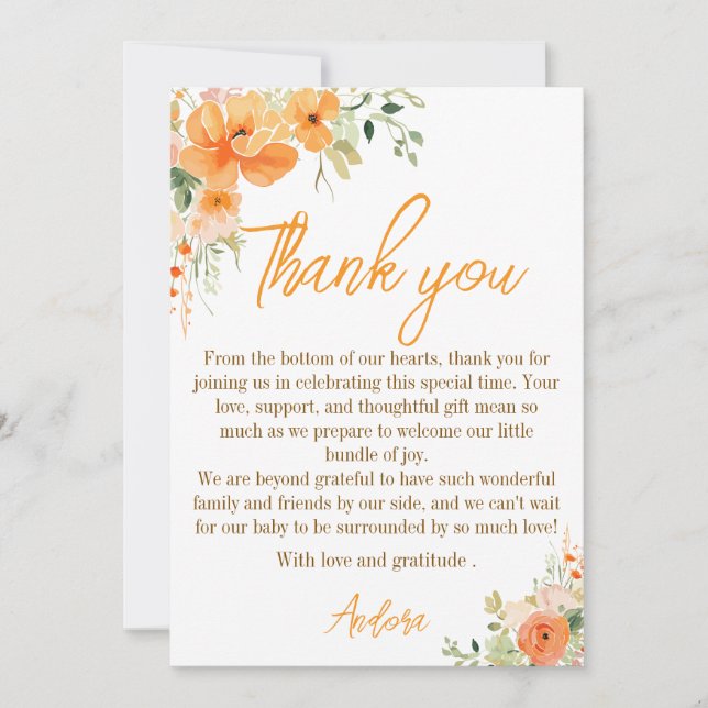 Bebisdusch för vattenfärg - Blommigt - tackkort Tack Kort (Framsida)