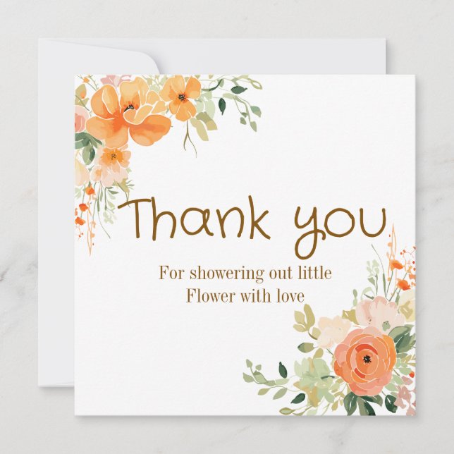 Bebisdusch för vattenfärg - Blommigt - tackkort Tack Kort (Framsida)