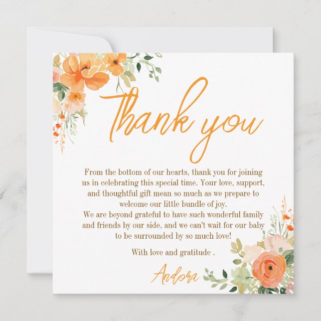 Bebisdusch för vattenfärg - Blommigt - tackkort Tack Kort (Framsida)