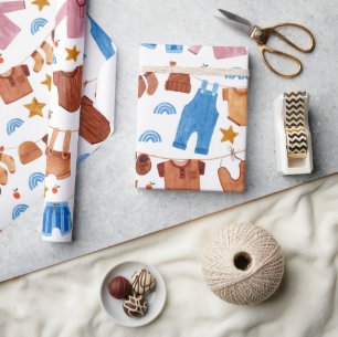Bebisdusch för vattenfärg Boho Baby Clothesline Presentpapper