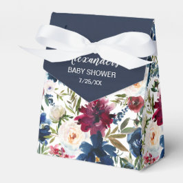 Bebisdusch för vattenfärg Burgundy Navy Flowers Presentaskar