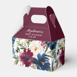 Bebisdusch för vattenfärg Burgundy Navy Flowers Presentaskar