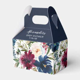 Bebisdusch för vattenfärg Burgundy Navy Flowers Presentaskar