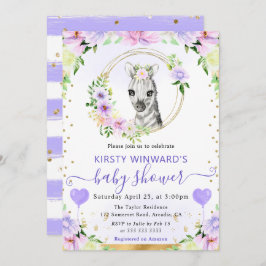 Bebisdusch för vattenfärg Cute Jungle Zebra Inbjudningar